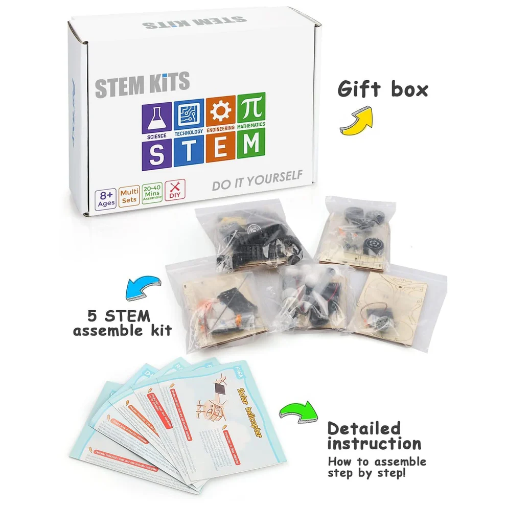 5-in-1 Wooden STEM Projects: 3D Puzzle Science Experiment Building Kits