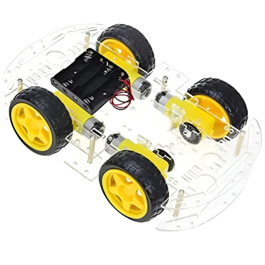 4 Wheel Smart Robot Car Chassis Kit For Arduino DIY Robotics Projects With DC Geared Motors and Wheels