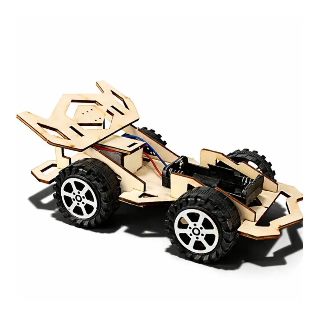 [RE25] DIY Wooden F1 Racing Car Kit Wooden Wireless Remote Control
