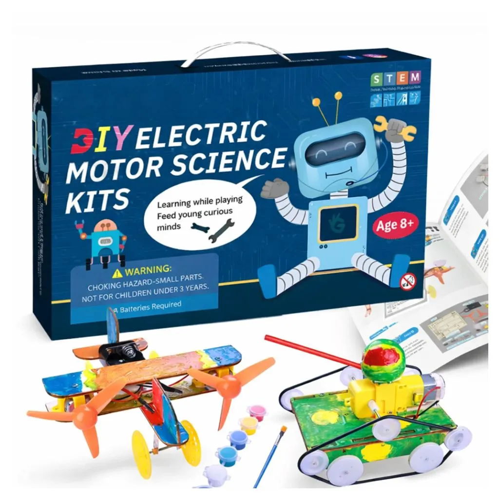 [RE12] Electric Motor Woodworking Project 2-in-1 Wooden Robotic STEM Kit
