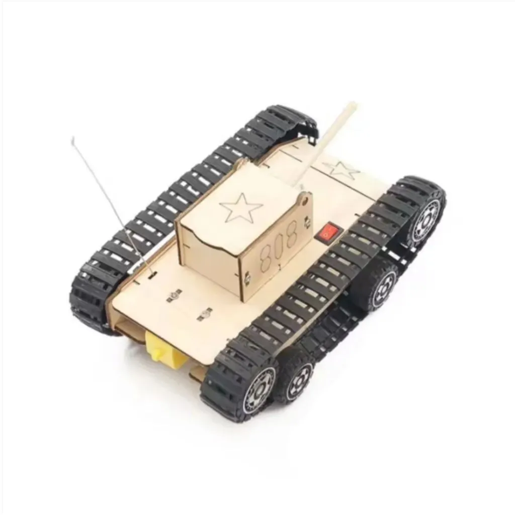 [RE00003] DIY Electric Tank Wooden STEM Kit Wooden Model Robot Construction Set